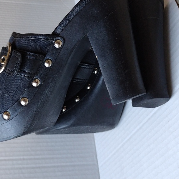 Coach Black Fabric and Leather Mules with Chunky Heel 9.5 - Picture 10 of 12